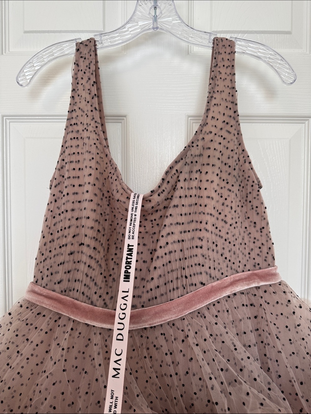 Mac Duggal 20776 Pink Sleeveless Dot Net Ruffle Dress Size 10 NWT - Picture 10 of 14